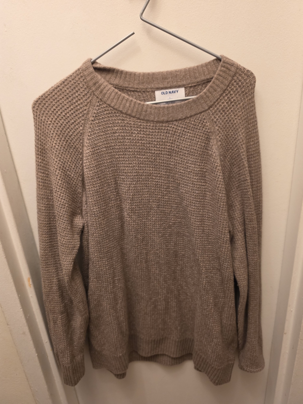 Old Navy Taupe Crewneck Sweater - Textured Knit